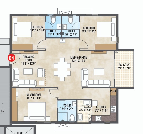 1655 sft Floor Plan
